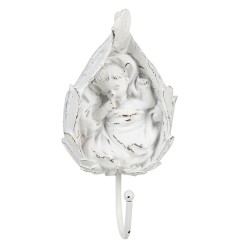 Clayre & Eef Wall Hook Leaf 8x5x17 cm White Plastic