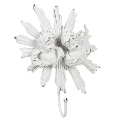 Clayre & Eef Wall Hook Angel 15x5x23 cm White Plastic Iron