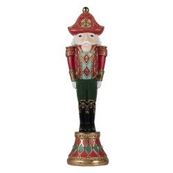 Clayre & Eef Figurine Nutcracker 10x10x36 cm Red Polyresin