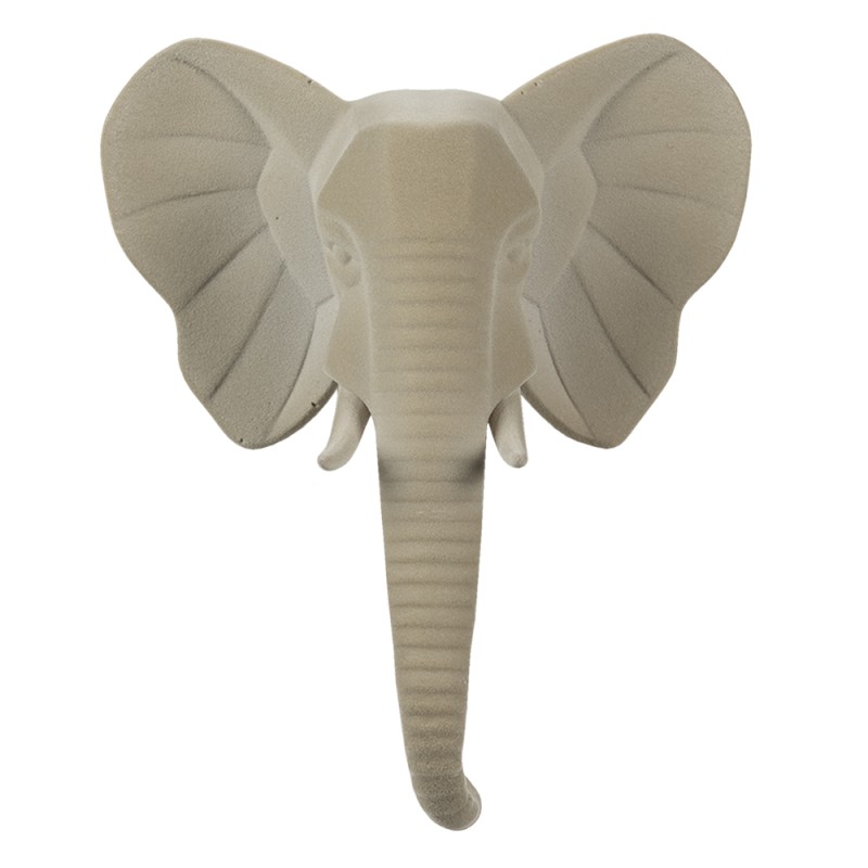 Clayre & Eef Wanddecoratie Olifant 17x8x21 cm Beige Kunststof