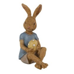 Clayre & Eef Figurine Rabbit 10x6x12 cm Brown Blue Polyresin