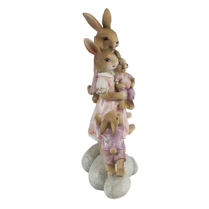 Clayre & Eef Figurine Rabbit 11x6x18 cm Pink Beige Polyresin