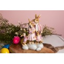 Clayre & Eef Figurine Rabbit 11x6x18 cm Pink Beige Polyresin