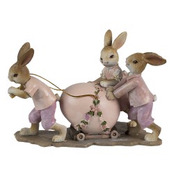 Clayre & Eef Figurine Rabbit 17x8x11 cm Pink Beige Polyresin