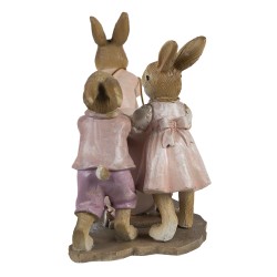 Clayre & Eef Figurine Lapin 17x8x11 cm Rose Beige Polyrésine