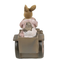 Clayre & Eef Figurine Lapin 13x7x12 cm Rose Beige Polyrésine