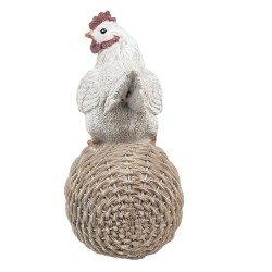 Clayre & Eef Figurine Poulet 8x6x12 cm Blanc Marron Polyrésine