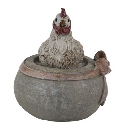 Clayre & Eef Anhänger Huhn 6x5x6 cm Grau Beige Kunststoff