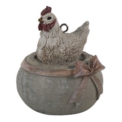 Clayre & Eef Anhänger Huhn 6x5x6 cm Grau Beige Kunststoff