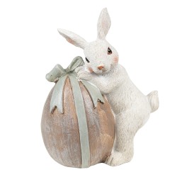 Clayre & Eef Figurine Lapin 8x5x11 cm Beige Gris Polyrésine