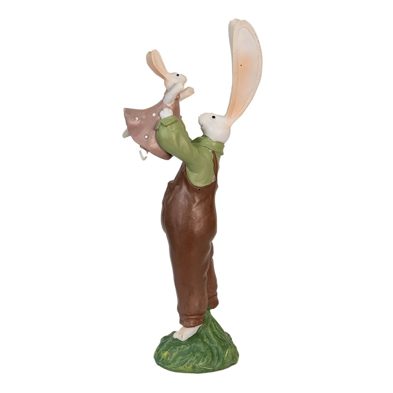 Clayre & Eef Figurine Lapin 10x7x25 cm Marron Polyrésine