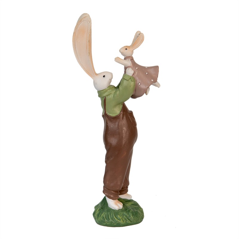 Clayre & Eef Figurine Lapin 10x7x25 cm Marron Polyrésine