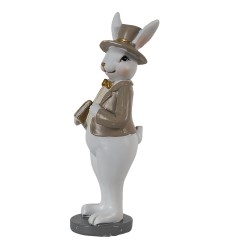 Clayre & Eef Figurine Rabbit 5x5x15 cm Beige White Polyresin