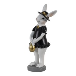 Clayre & Eef Figurine Rabbit 7x7x20 cm Black White Polyresin