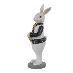 Clayre & Eef Statuetta Coniglio 5x5x15 cm Nero Bianco  Poliresina