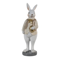 Clayre & Eef Figurine Rabbit 5x5x15 cm Beige White Polyresin