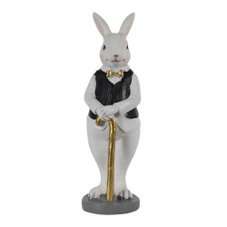 Clayre & Eef Figurine Rabbit 5x5x15 cm Black White Polyresin