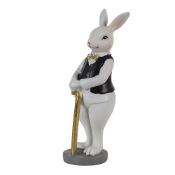 Clayre & Eef Figurine Rabbit 5x5x15 cm Black White Polyresin