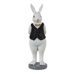 Clayre & Eef Figurine Lapin 5x5x15 cm Noir Blanc Polyrésine