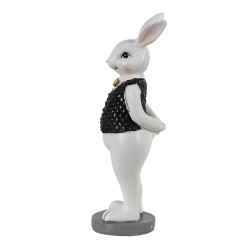 Clayre & Eef Figurine Lapin 5x5x15 cm Noir Blanc Polyrésine