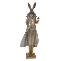 Clayre & Eef Figurine Rabbit 11x8x33 cm Gold colored Polyresin