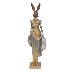 Clayre & Eef Figur Kaninchen 11x8x33 cm Goldfarbig Polyresin