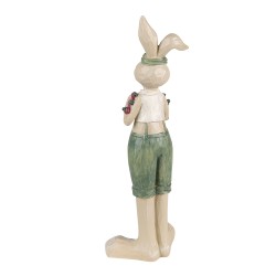 Clayre & Eef Figurine Rabbit 11x10x33 cm Green Polyresin