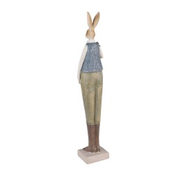 Clayre & Eef Figurine Rabbit 6x5x36 cm Blue Green Polyresin