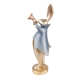 Clayre & Eef Figurine Lapin 9x8x26 cm Couleur or Polyrésine