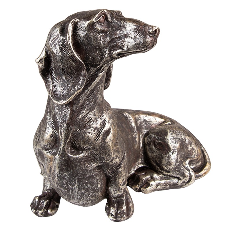 Clayre & Eef Figurine de chien décorative Chien 23 cm Couleur argent Polyrésine