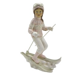 Clayre & Eef Figurine Enfant 19 cm Rose Blanc Polyrésine