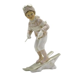 Clayre & Eef Statuetta Bambino 19 cm Rosa Bianco Poliresina