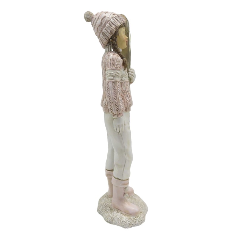 Clayre & Eef Figur Kind 21 cm Rosa Weiß Polyresin