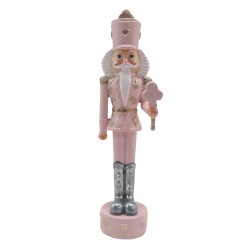 Clayre & Eef Figurine Casse-noisette 17 cm Rose Blanc Polyrésine