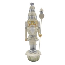 Clayre & Eef Figurine Casse-noisette 16 cm Blanc Couleur argent Polyrésine