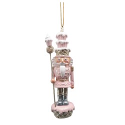 Clayre & Eef Christmas Ornament Nutcracker 11 cm Pink Plastic