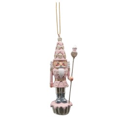 Clayre & Eef Ornamento Natalizio Schiaccianoci 11 cm Rosa Plastica