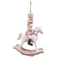 Clayre & Eef Ornement de Noël Cheval à bascule 9 cm Rose Plastique