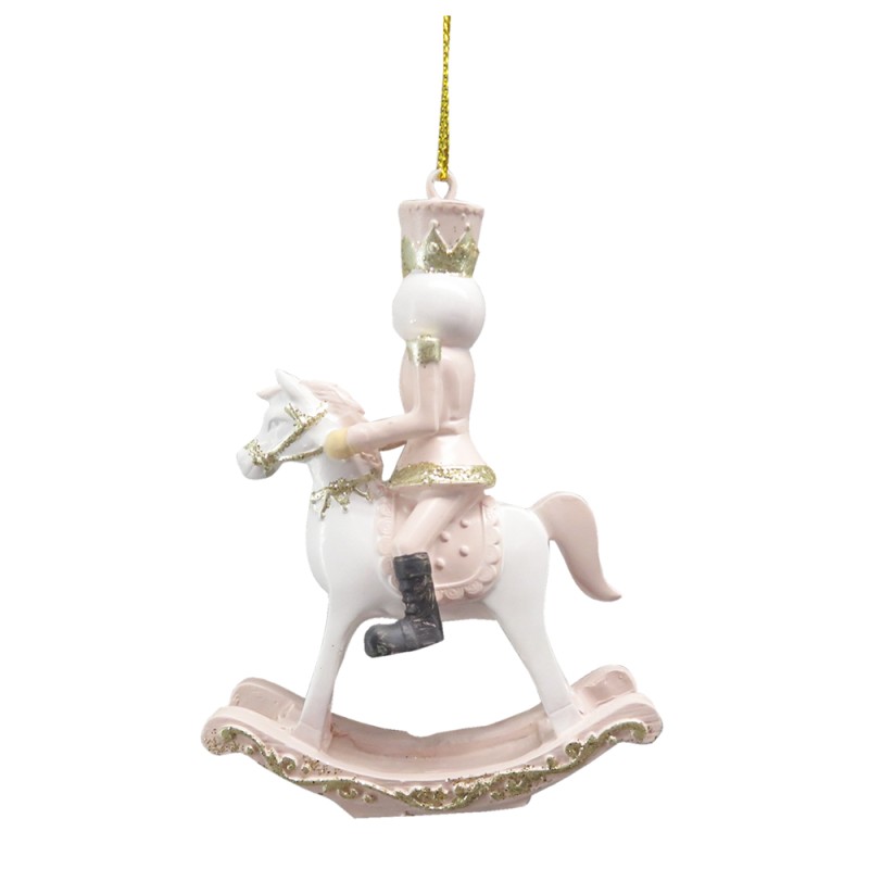 Clayre & Eef Ornement de Noël Cheval à bascule 9 cm Rose Plastique