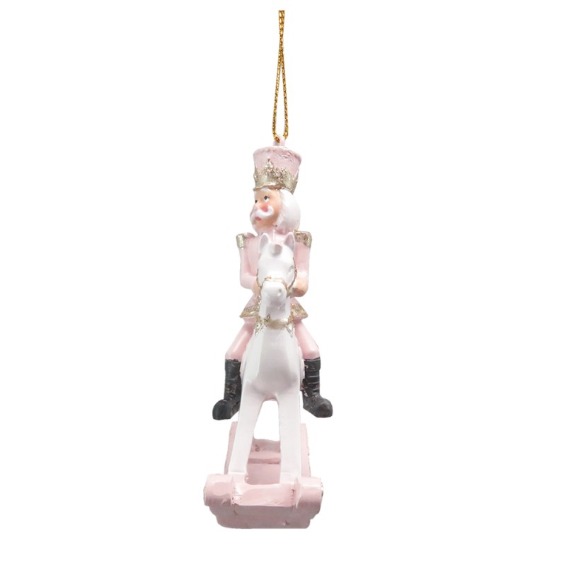 Clayre & Eef Ornement de Noël Cheval à bascule 9 cm Rose Plastique