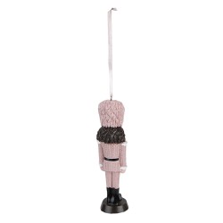 Clayre & Eef Weihnachtsanhänger Nussknacker 13 cm Rosa Kunststoff