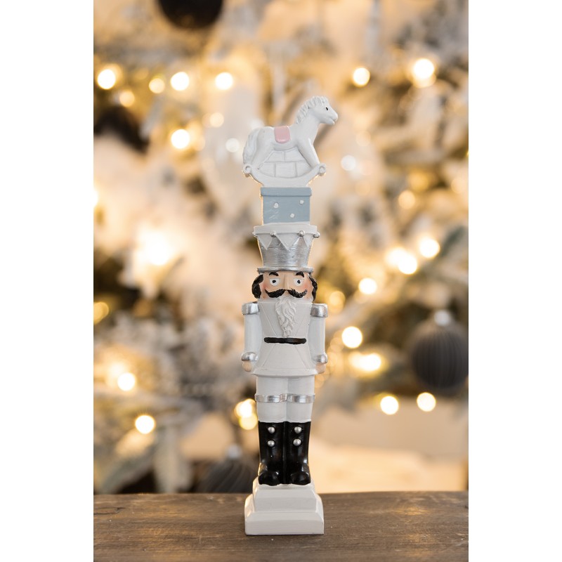 Clayre & Eef Kerstdecoratie Notenkraker 23 cm Wit Polyresin