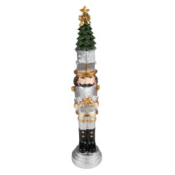 Clayre & Eef Kerstdecoratie Notenkraker 25 cm Zilverkleurig Polyresin