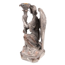 Clayre & Eef Candle holder Angel 29 cm Grey Plastic