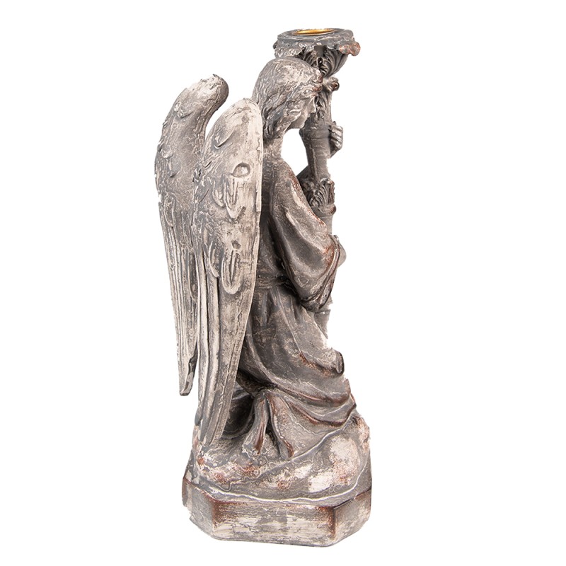 Clayre & Eef Candle holder Angel 29 cm Grey Plastic