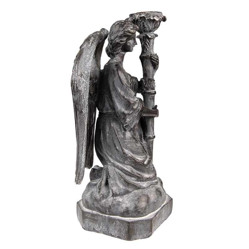 Clayre & Eef Candle holder Angel 29 cm Grey Plastic