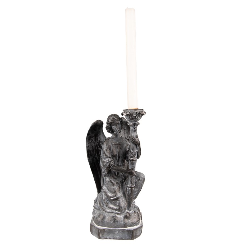 Clayre & Eef Candelabro Angelo 29 cm Grigio Plastica