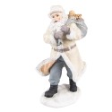 Clayre & Eef Beeld Kerstman 21 cm Beige Grijs Polyresin