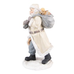 Clayre & Eef Figur Weihnachtsmann 21 cm Beige Grau Polyresin