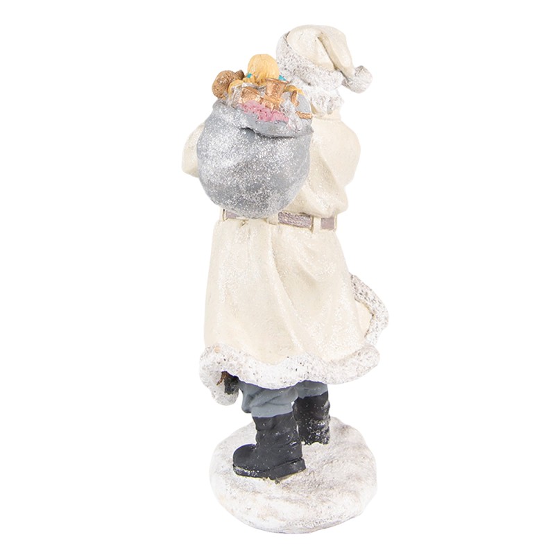 Clayre & Eef Beeld Kerstman 21 cm Beige Grijs Polyresin